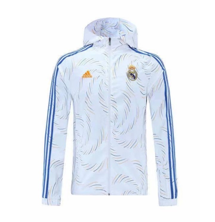 2021/22 Real Madrid White Windbreaker Hoodie Jacket